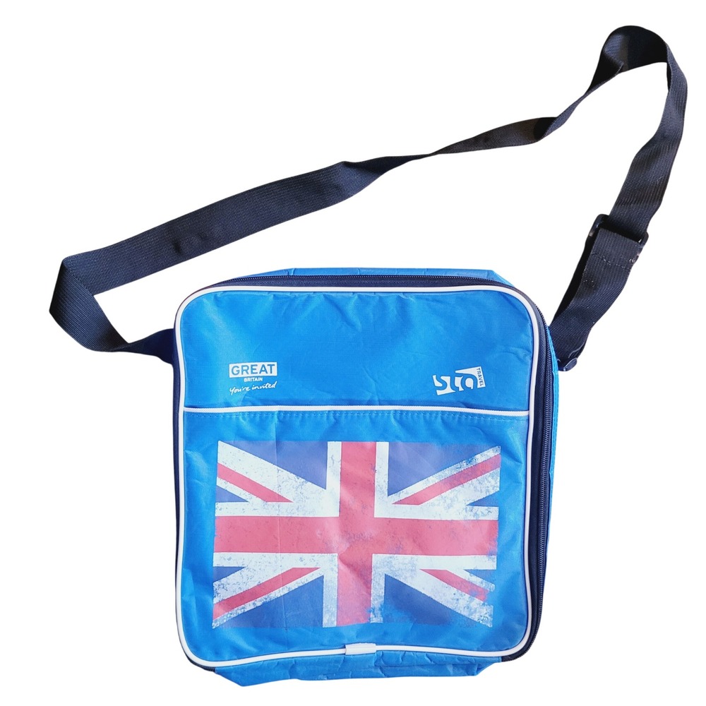 STA‎ Travel Great Britain Union Jack Blue Crossbody Messenger Bag Travel Satchel